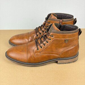 Bullboxer B-52 Faux Leather Mid Boots Mens 13 Brown Lace Up Oxford